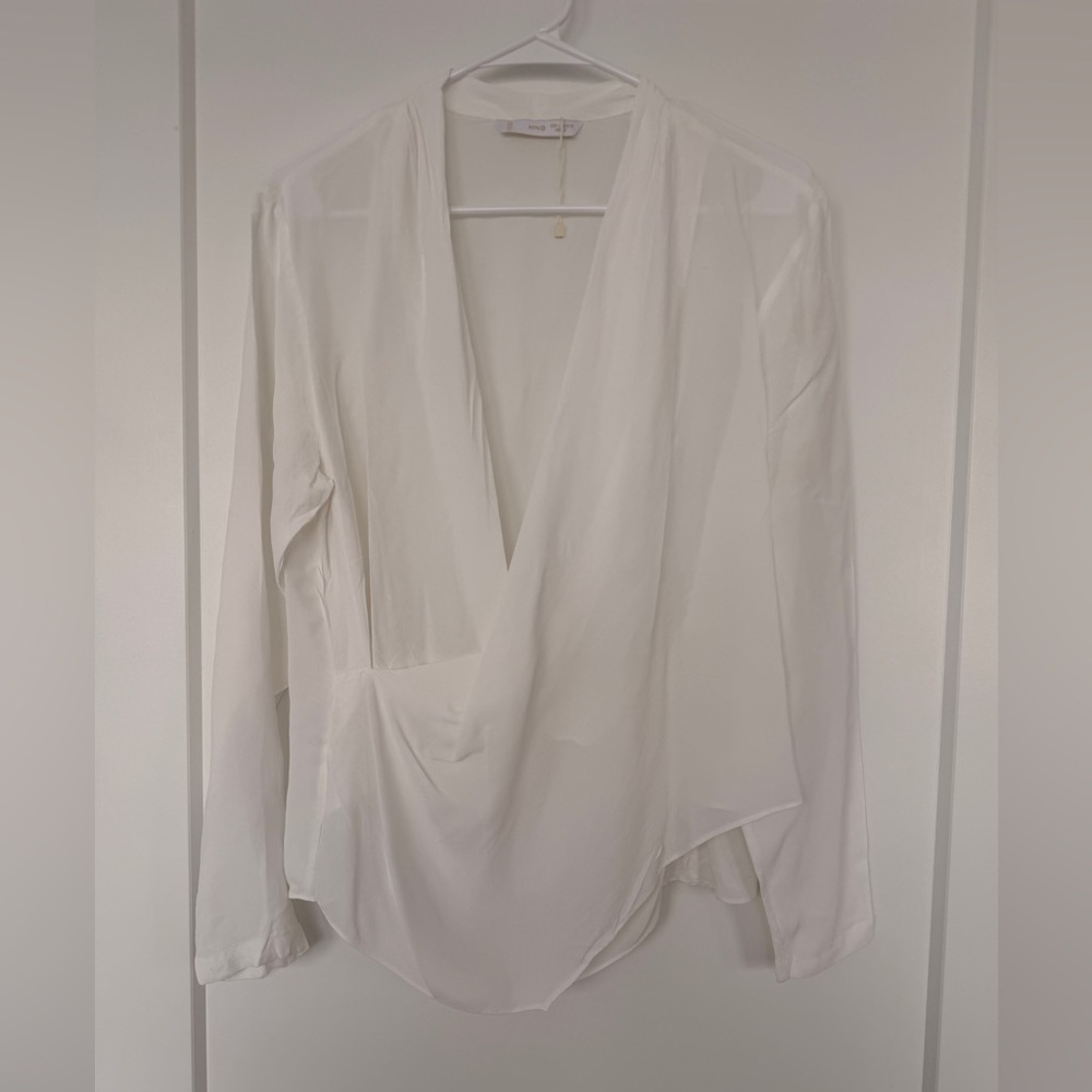 Mango White Draped Women's Blouse